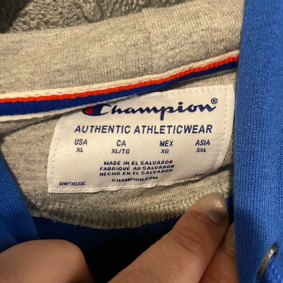 Champion Blue and Yellow Men's Hoodie - Picture 3 of 3
